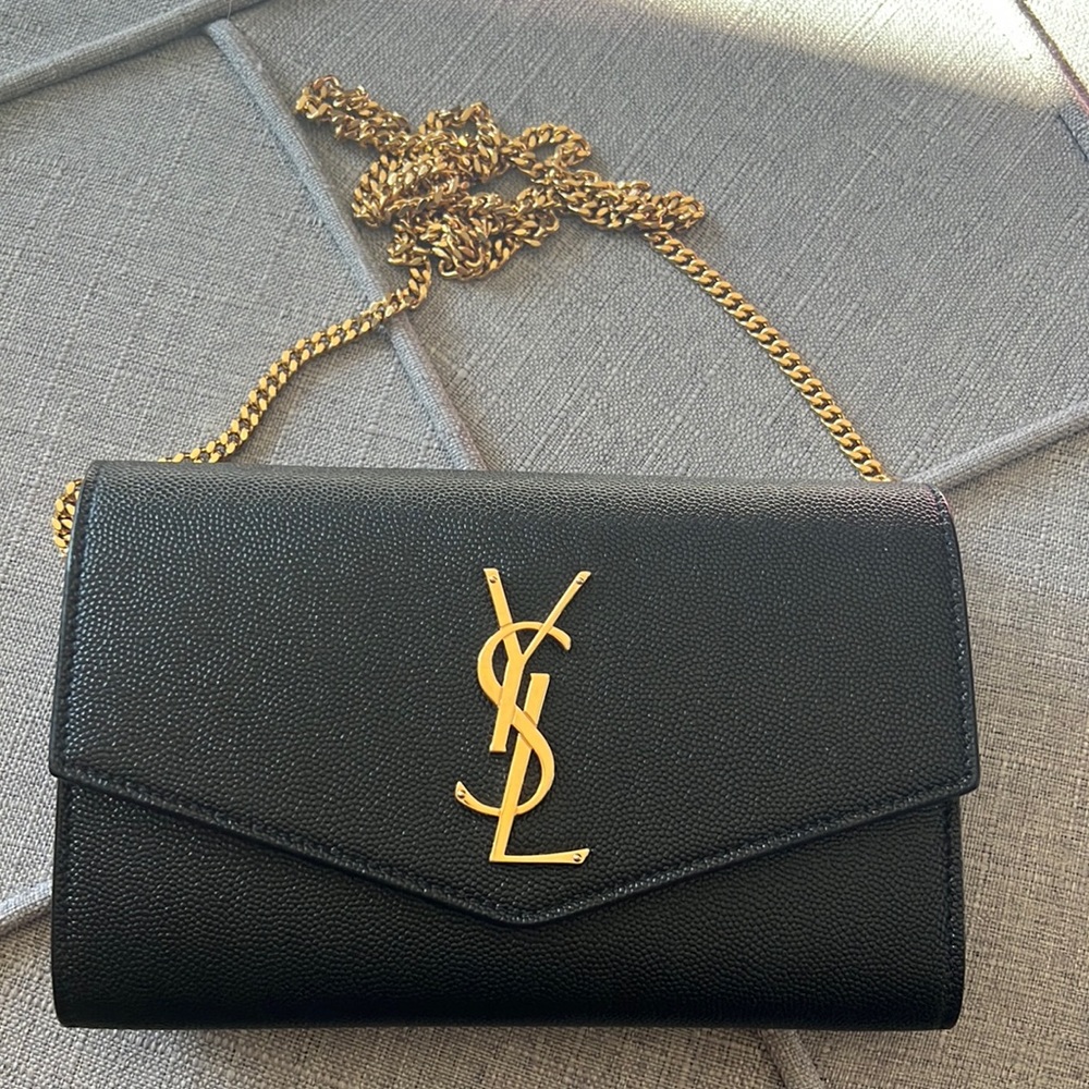 SAINT LAURENT
Uptown textured-leather crossbody bag